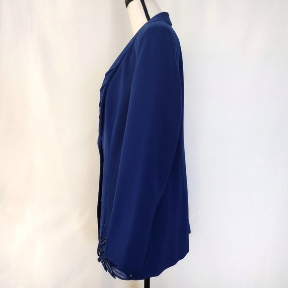 Vintage Y2K Designer Ben Marc Blue Beaded Formal Jacket - Picture 4 of 11